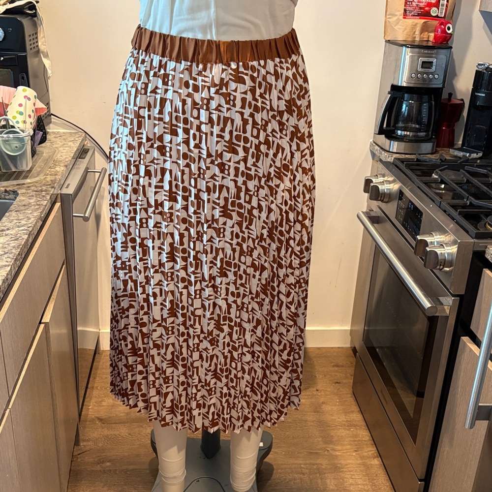 Scotch & Soda Brown and White Midi Skirt